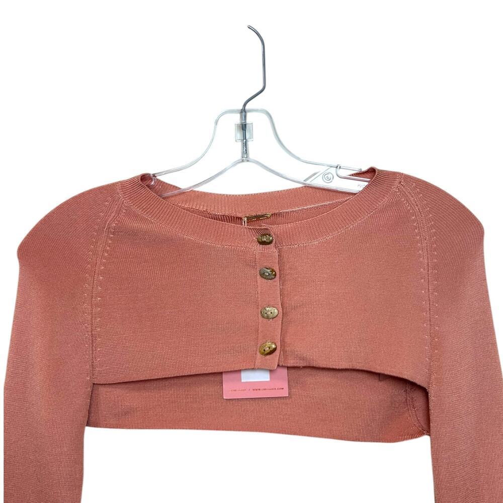 Cult Gaia NWT Women's 'Alice' Cropped Top Cardigan Knit Cantaloupe Orange Small - Picture 7 of 12